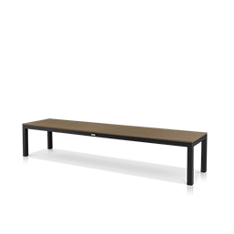 8' Backless Bench Tex Black Frame with Teak Seat